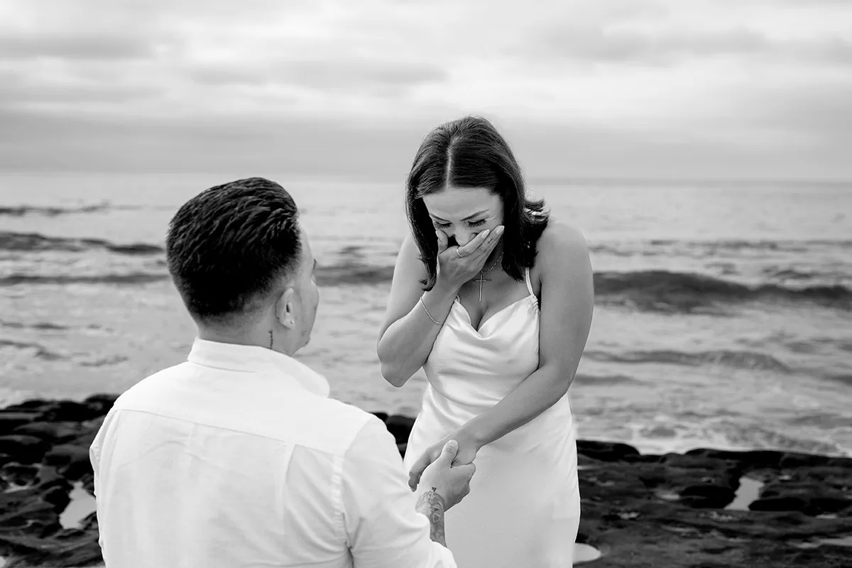 Photo shoot for beach wedding proposal