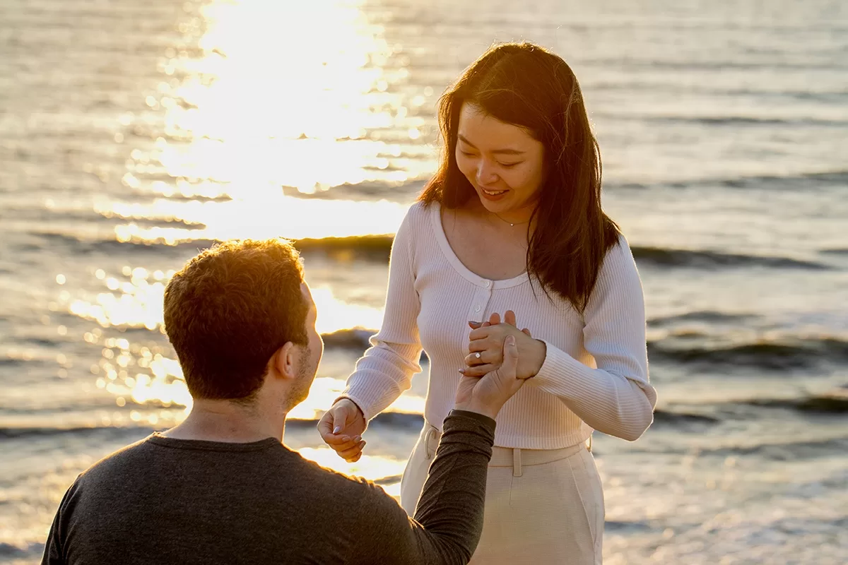 Candid surprise proposal photographer in San Diego